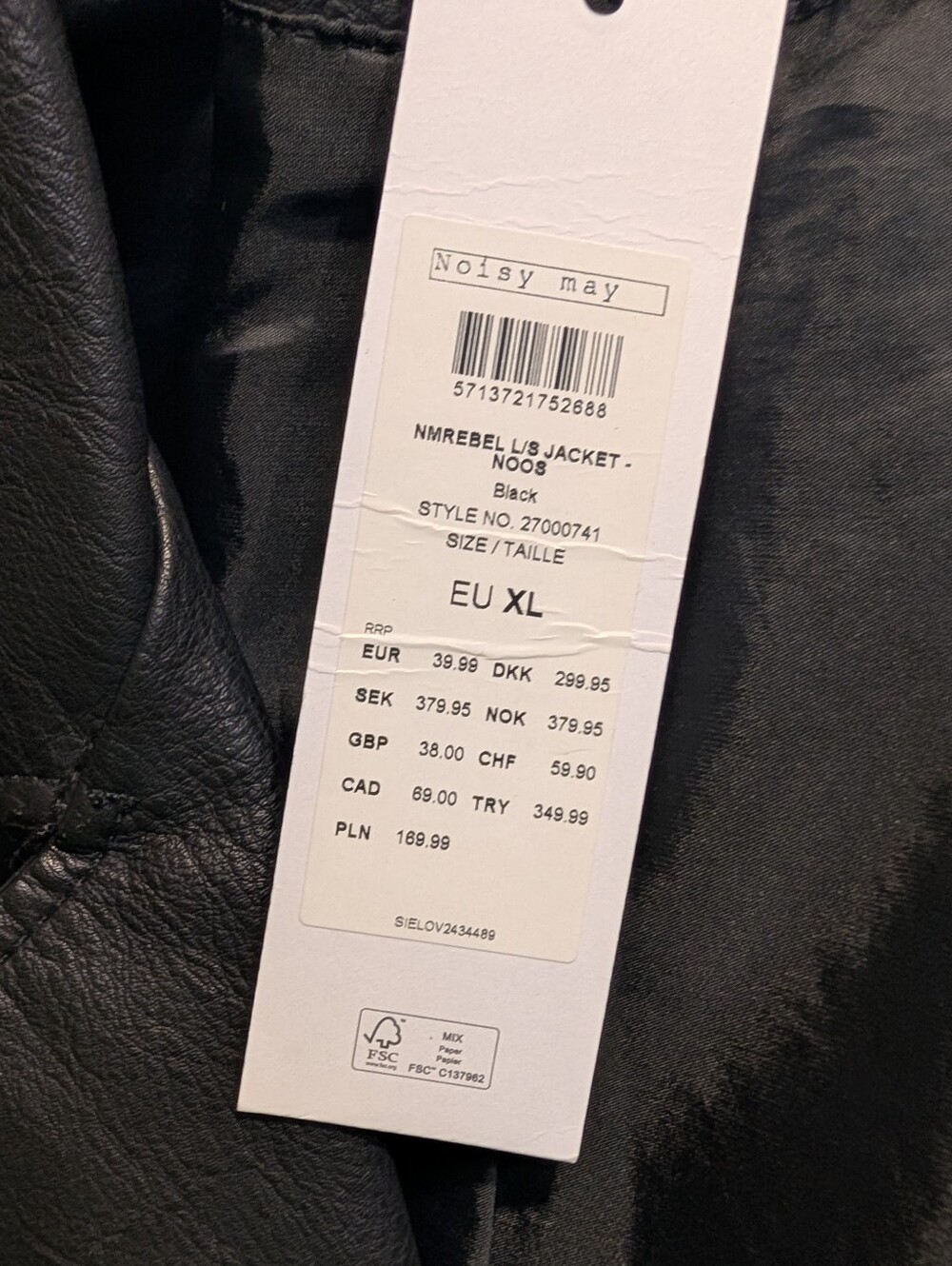 NWT Noisy May Rebel Faux Leather Moto Jacket Black XL - Picture 7 of 9